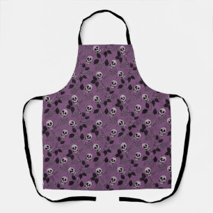 Delantal Calavera Gótica Floral Púrpura