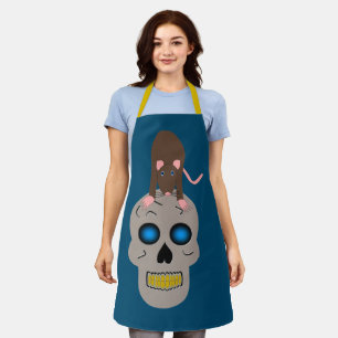 Delantal Calavera gótica y Rat Halloween
