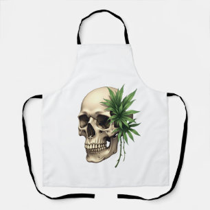 Delantal Calavera Grunge Gótico Estético Hoja Tropical de M