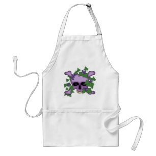 Delantal Calavera morada y flores
