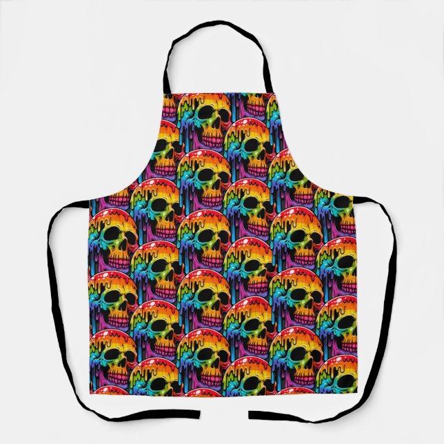 Delantal Calavera multicolor vibrante (Anverso)