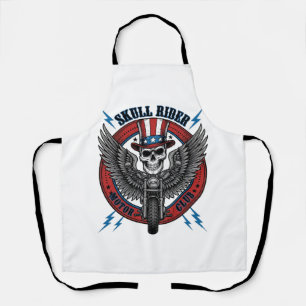 Delantal Calavera Patriótica de Motocicleta Águila Vintage
