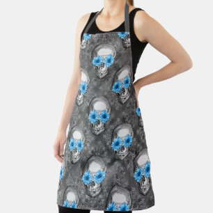 Delantal Calaveras Azules y Serie de Girasoles Diseño 5 