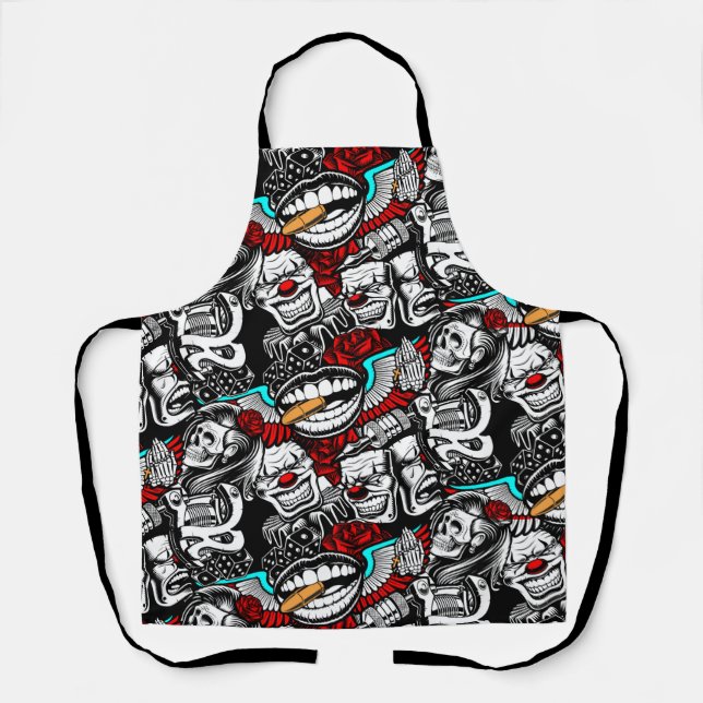 Delantal Calaveras de Apron Tattoo vintage (Anverso)