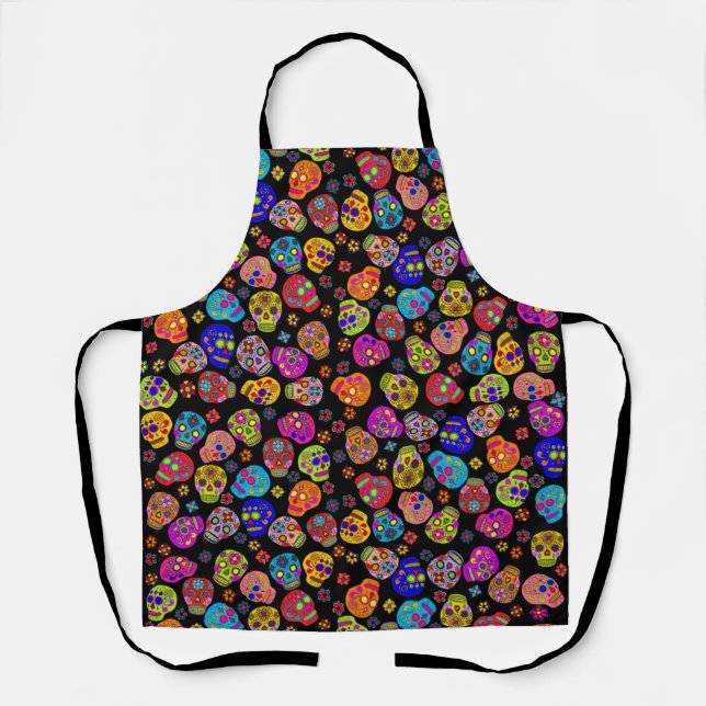 Delantal Calaveras de Azúcar Multicolores (Anverso)