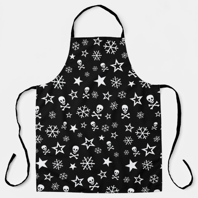 Delantal Calaveras y copos de nieve (Anverso)