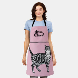 Delantal Calcetín de Navidad rosa de gato atigrado Catsmus
