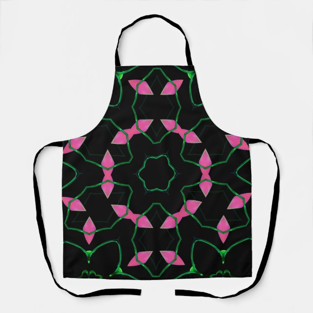 Delantal Calidoscopio de esmeralda y rosa (Anverso)
