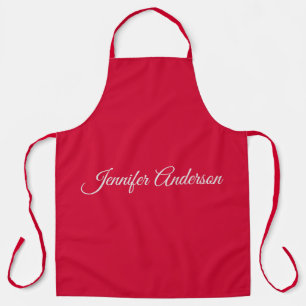 Delantal Caligrafía de moda Elegante Rojo cereza personaliz