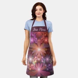 Delantal Cama De Flores Brillantes Arte Fractal Abstracto M