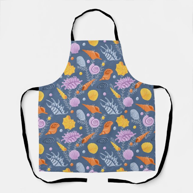 Delantal Camaradas y algas coloridas en azul (Anverso)