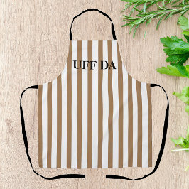 Delantal Camel Tan Striped Uff Da All-Over Print Apron