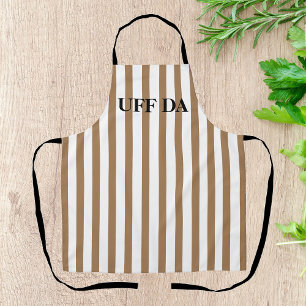 Delantal Camel Tan Striped Uff Da All-Over Print Apron