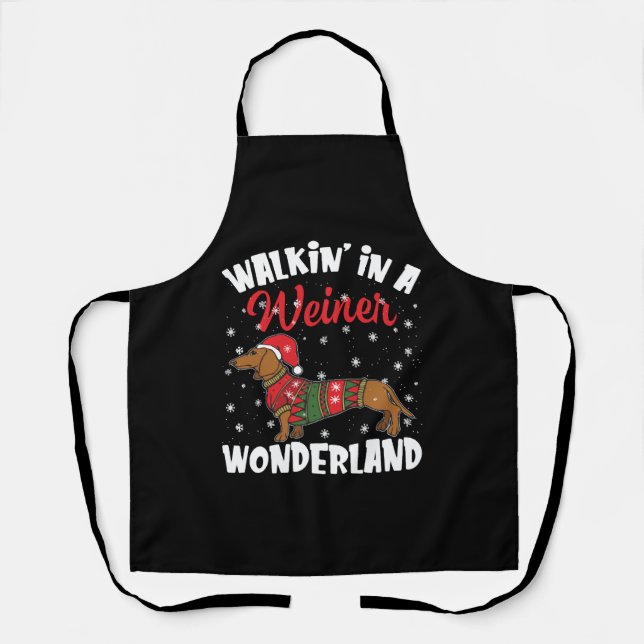 Delantal Caminando En Un Dachshund De Wiener Wonderland (Anverso)