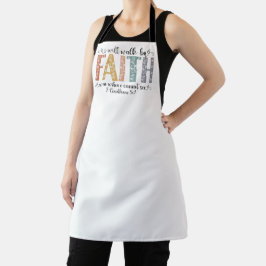 Delantal Caminata cristiana boho por la fe, versículo bíbli