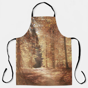 Delantal Camino en el bosque de otoño, aventura, follaje, l