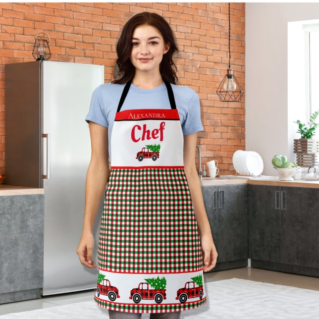 Delantal Camión de árbol de Navidad Chef de vacaciones verd (Subido por el creador)