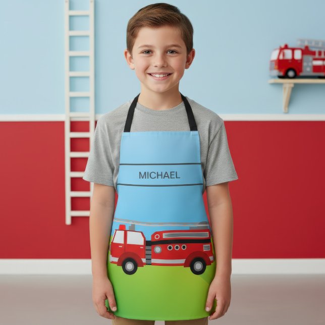 Delantal Camión de bomberos lindo bombero niños (Subido por el creador)