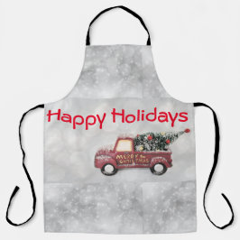 Delantal camión de cosecha roja sobre fondo de bokek gris