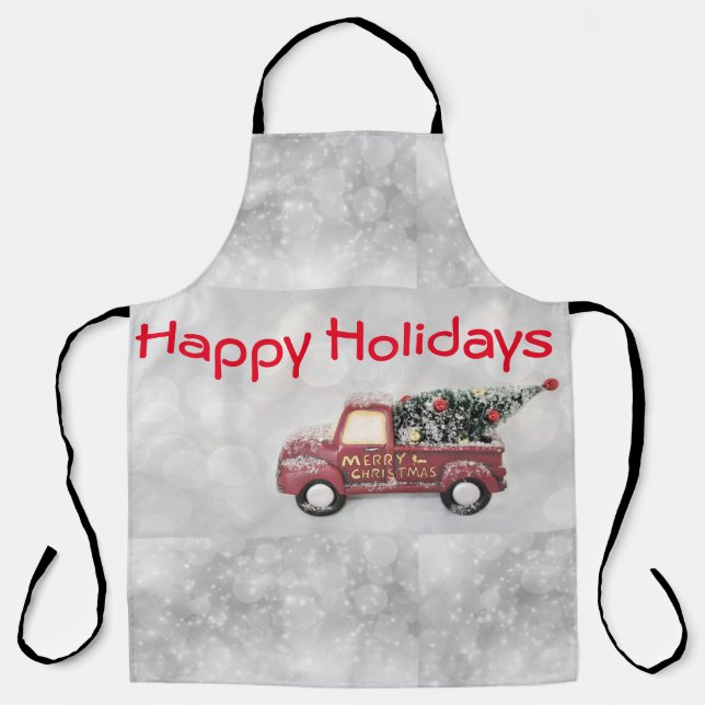 Delantal camión de cosecha roja sobre fondo de bokek gris (Anverso)