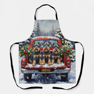 Delantal Camión Rojo de Navidad Schnauzer Fiesta