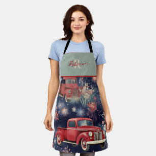 Delantal Camión Rojo Vintage monograma de moda