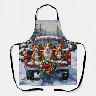 Delantal Camioneta Roja de Navidad Pitbull Fiesta