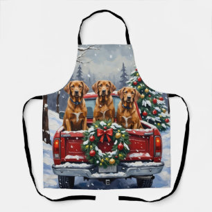 Delantal Camioneta Roja de Navidad Vizsla Fiesta