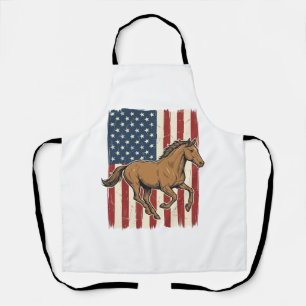 Delantal Camisa de diseño de bandera patriótica de caballo 
