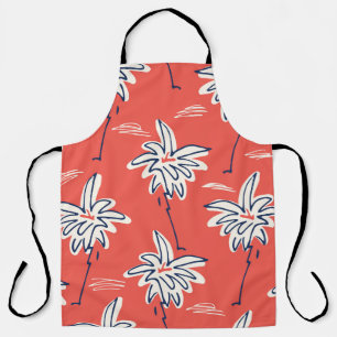 Delantal Camisa de playa hawaiana, patrón de palma de doodl