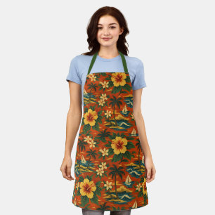 Delantal Camisa hawaiana vibrante de mediados de siglo