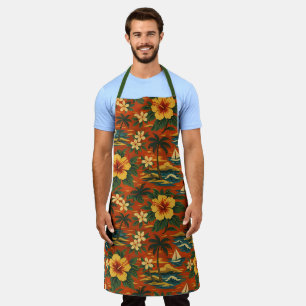 Delantal Camisa hawaiana vibrante de mediados de siglo