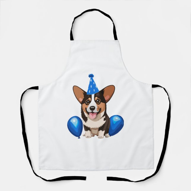Delantal Camiseta Clásica de Cachorro Azul (Anverso)