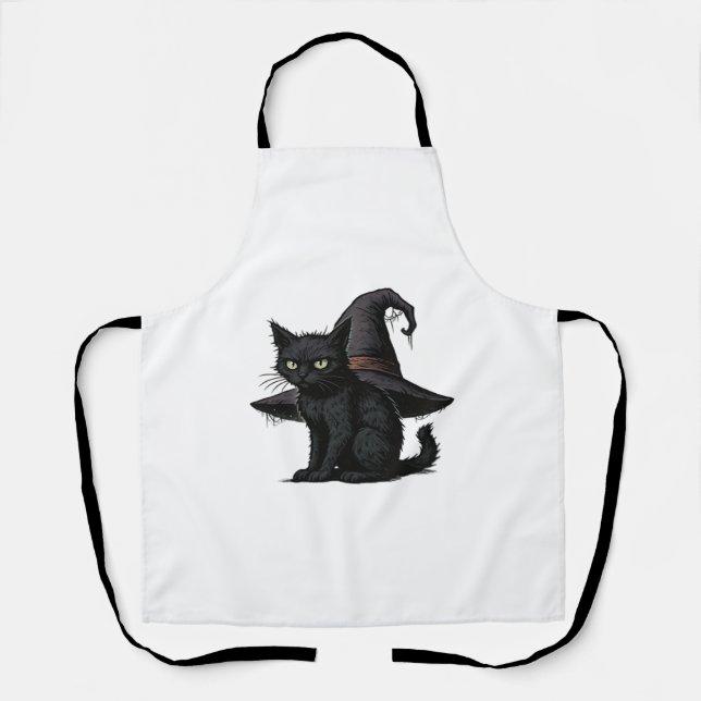 Delantal Camiseta clásica del gato mágico de Halloween (Anverso)