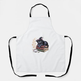 Delantal Camiseta clásica Gato Negro en Libros de Hechizos