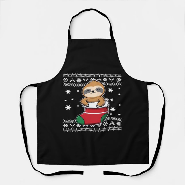 Delantal Camiseta Clásica Sloth navidades (Anverso)