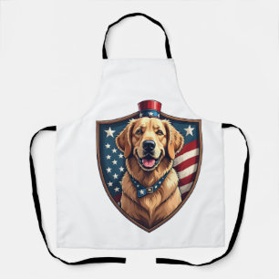 Delantal Camiseta con grabado de perro patriótico padre Ret