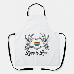 Delantal Camiseta Corazón Arcoíris Manos Esqueleto El Amor 