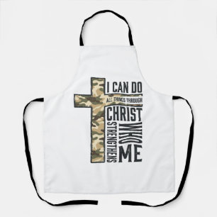 Delantal Camiseta Cristiana Cruz de Fe Puedo Hacer Todas la