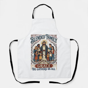 Delantal Camiseta cristiana de familia mezclada de Jesús fa