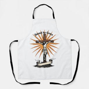 Delantal Camiseta cristiana de grabado vintage de fe de cru
