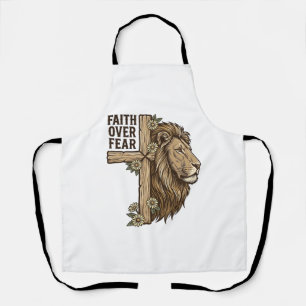 Delantal Camiseta cristiana vintage Cruz de León Fe sobre M