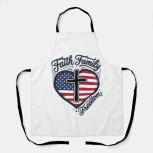 Delantal Camiseta Cruz Patriótica Libertad Familia Fe Coraz