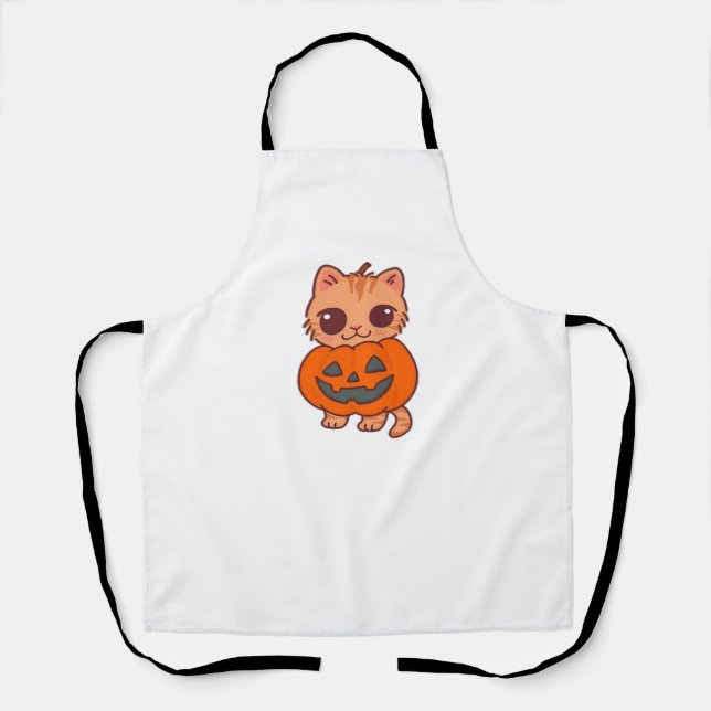 Delantal Camiseta Cute Halloween Cat T-Shirt - Dos gatos Ka (Anverso)