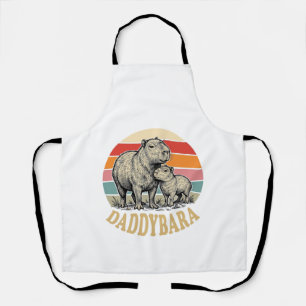 Delantal Camiseta Daddybara Capybara Dad Vintage Atardecer_