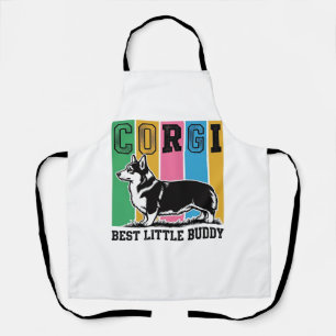 Delantal Camiseta de amor Corgi Grabado Vintage Silueta de