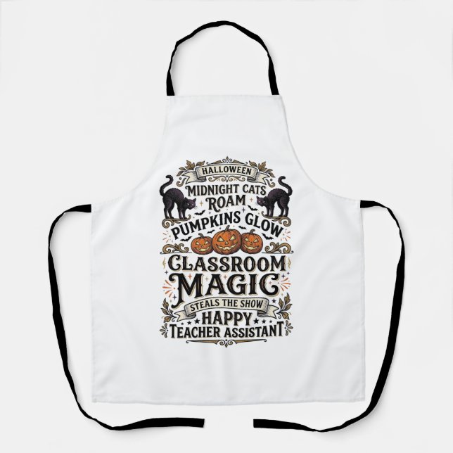 Delantal Camiseta de asistente de maestro de Halloween con  (Anverso)