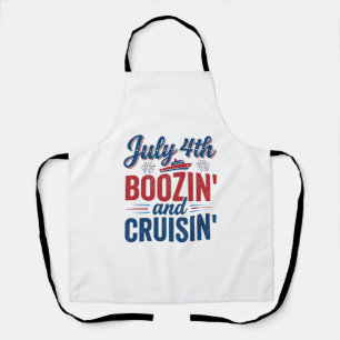 Delantal Camiseta de barco vintage Boozin y Cruisin del 4 d