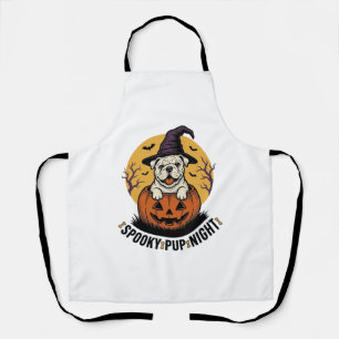 Delantal Camiseta de Bulldog de Halloween con calabaza vint