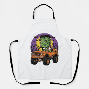 Delantal Camiseta de calabaza de camión monstruo de Hallowe